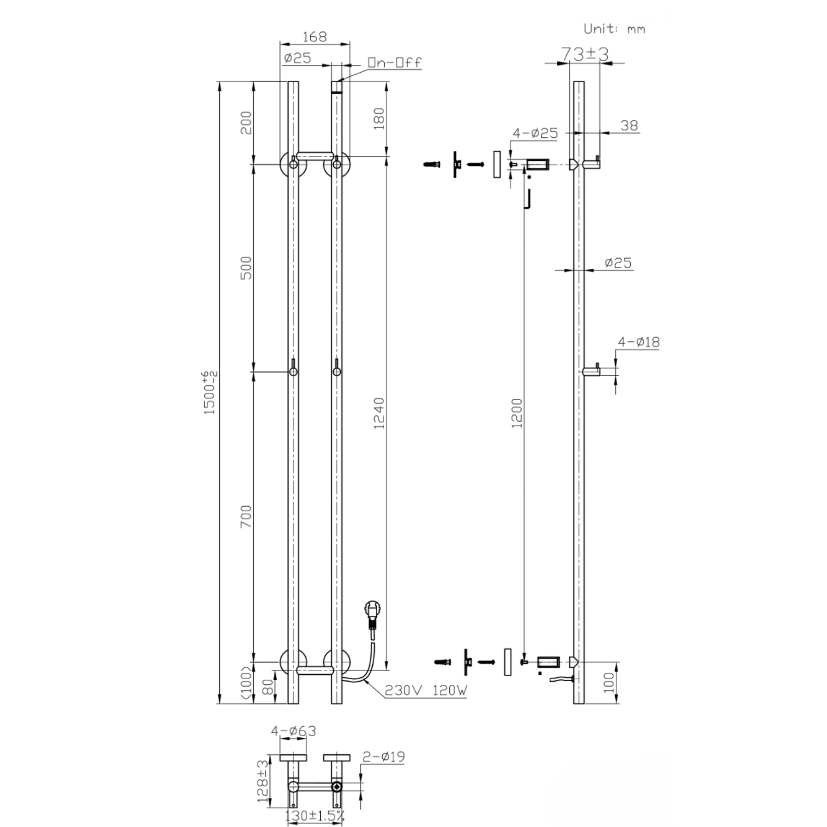 BELRAD Badkamer radiator staafmodel elektrisch – Dubbel