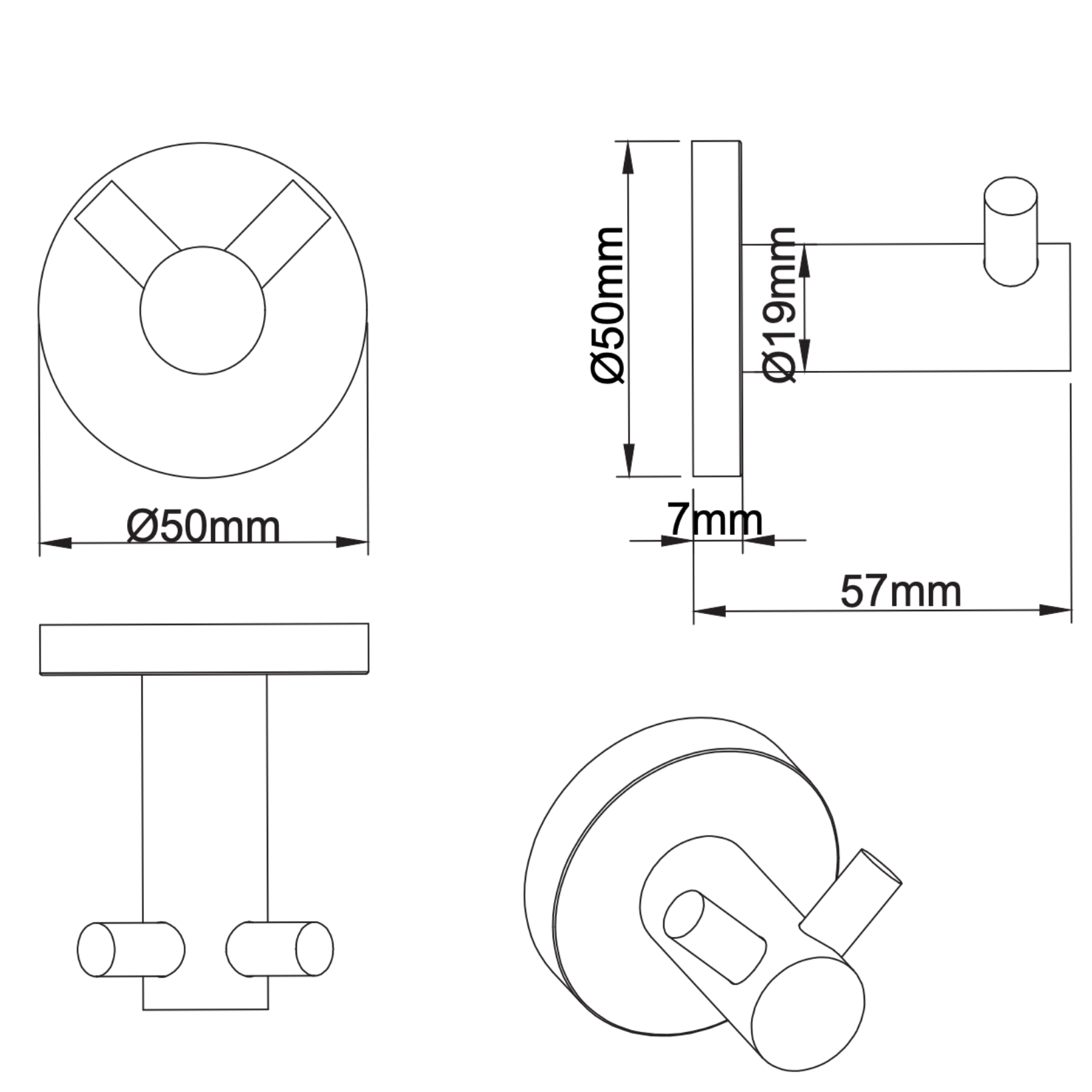 Aloni muurhaak dubbel