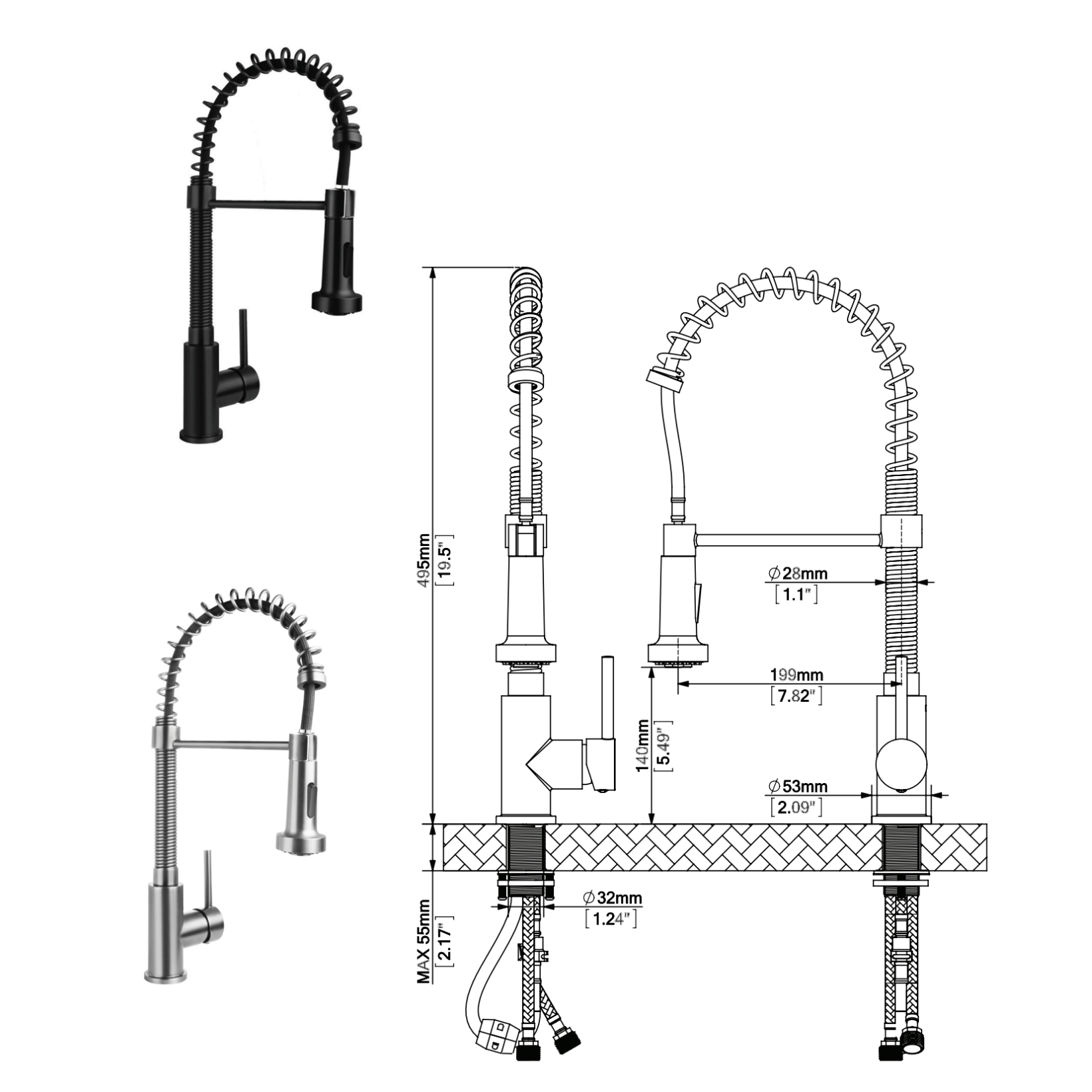 ALONI keukenkraan met uittrekbare sproeikop