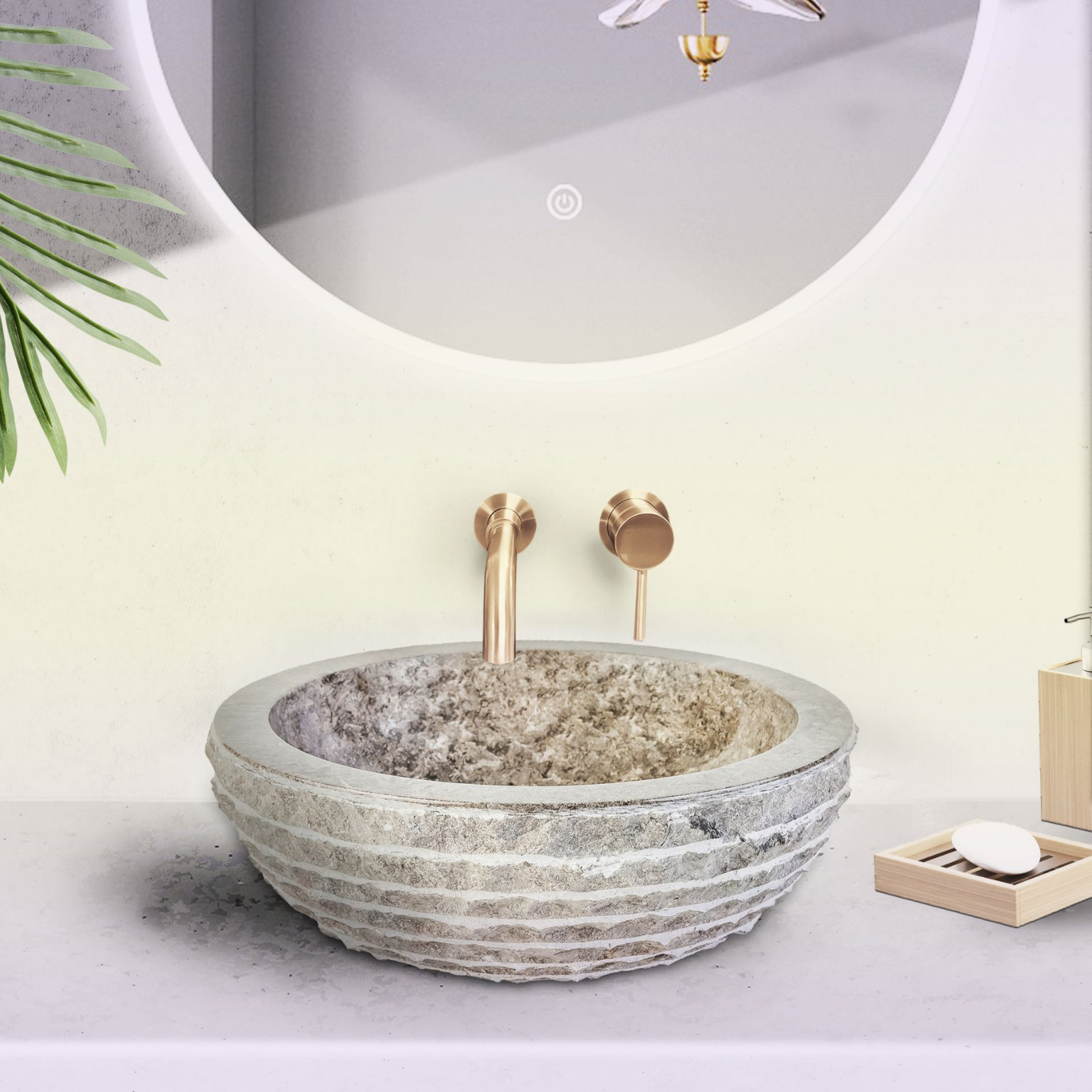 Marmeren Alur Waskom – Gepolijste Binnenzijde