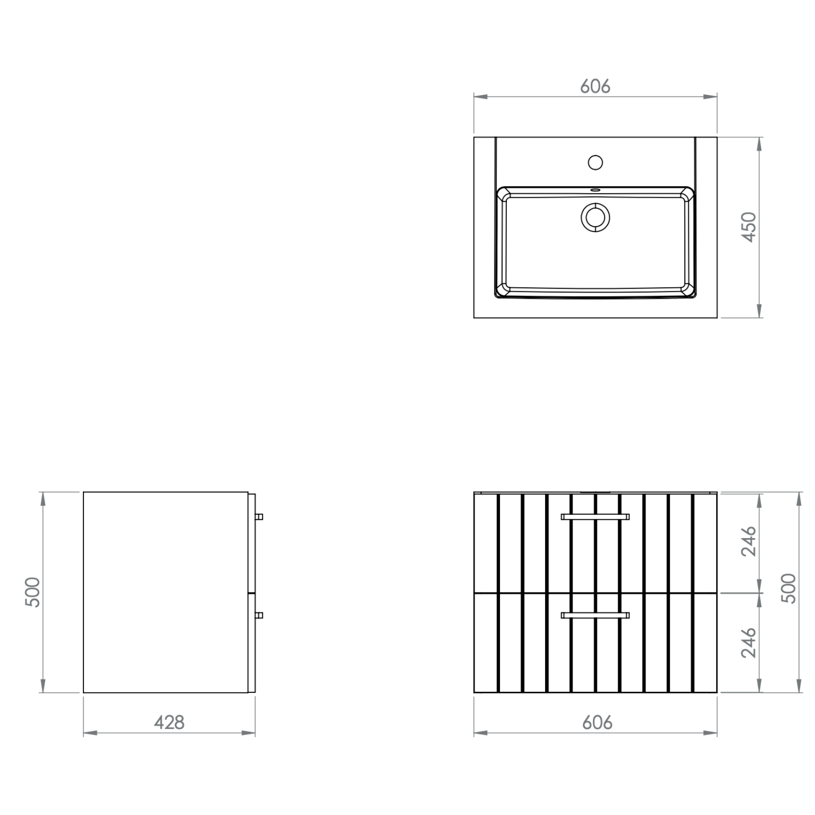 CREAVIT D10 wastafelonderkast – 2 lades – Softclose
