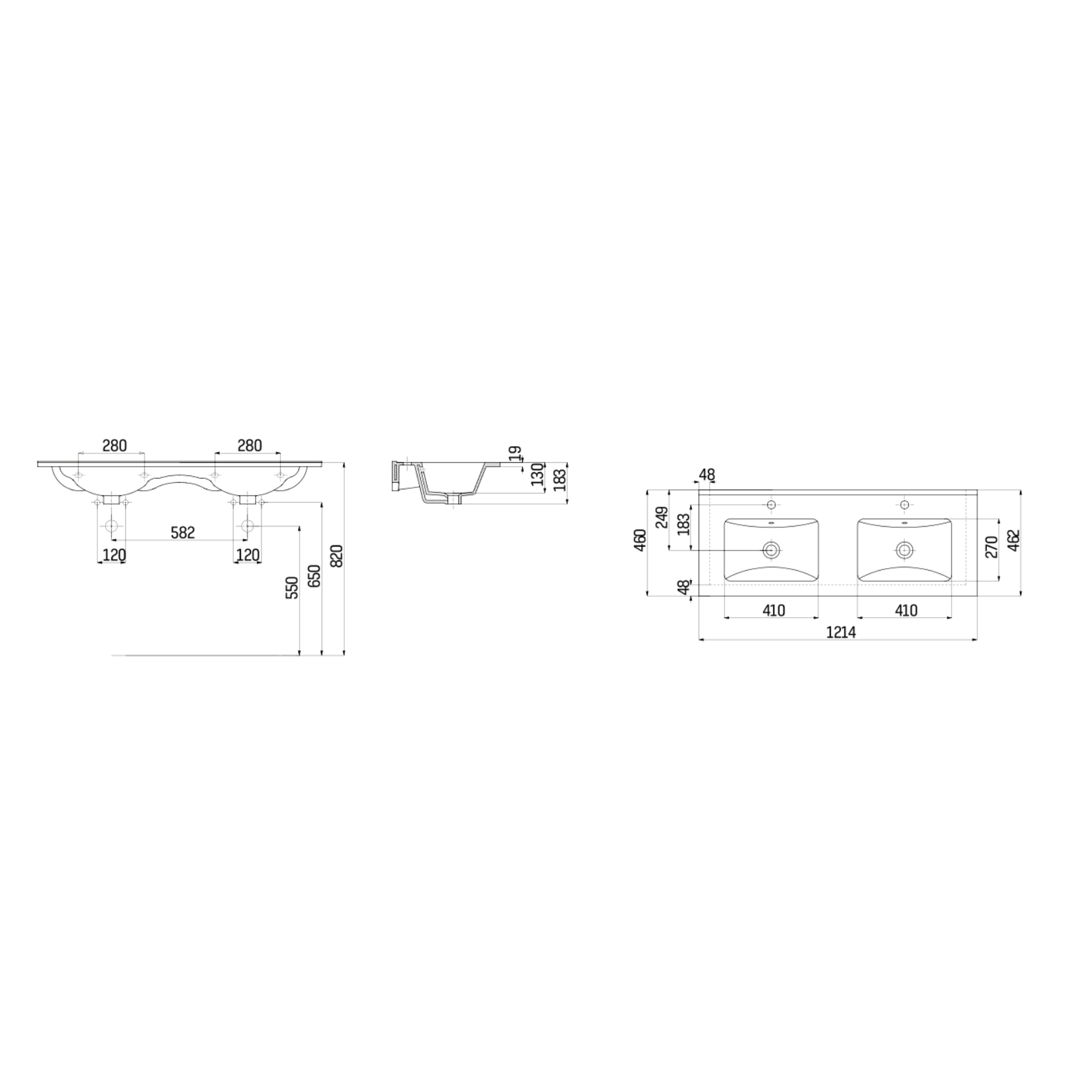 Aloni wastafel dubbel