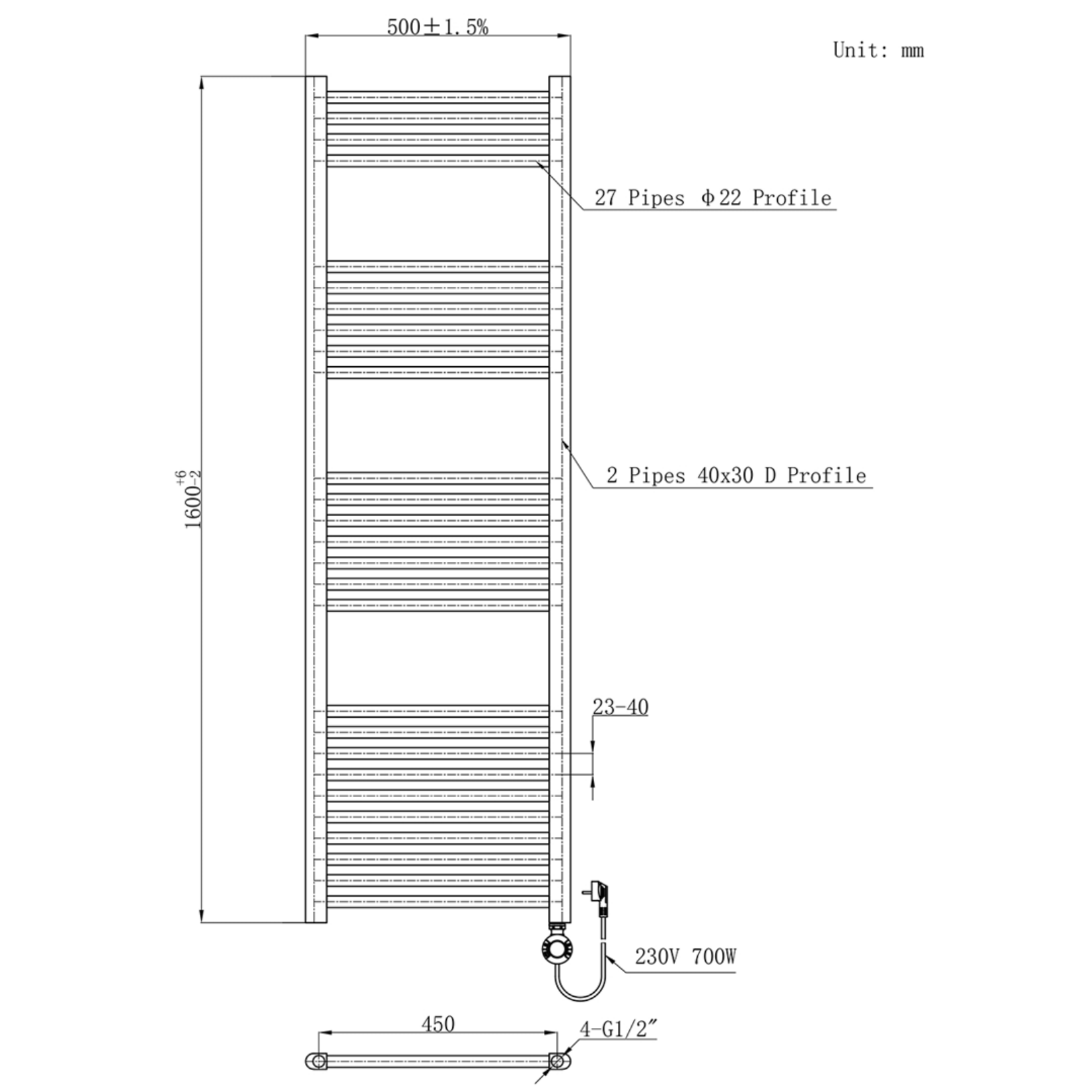 BELRAD Badkamer radiator elektrisch