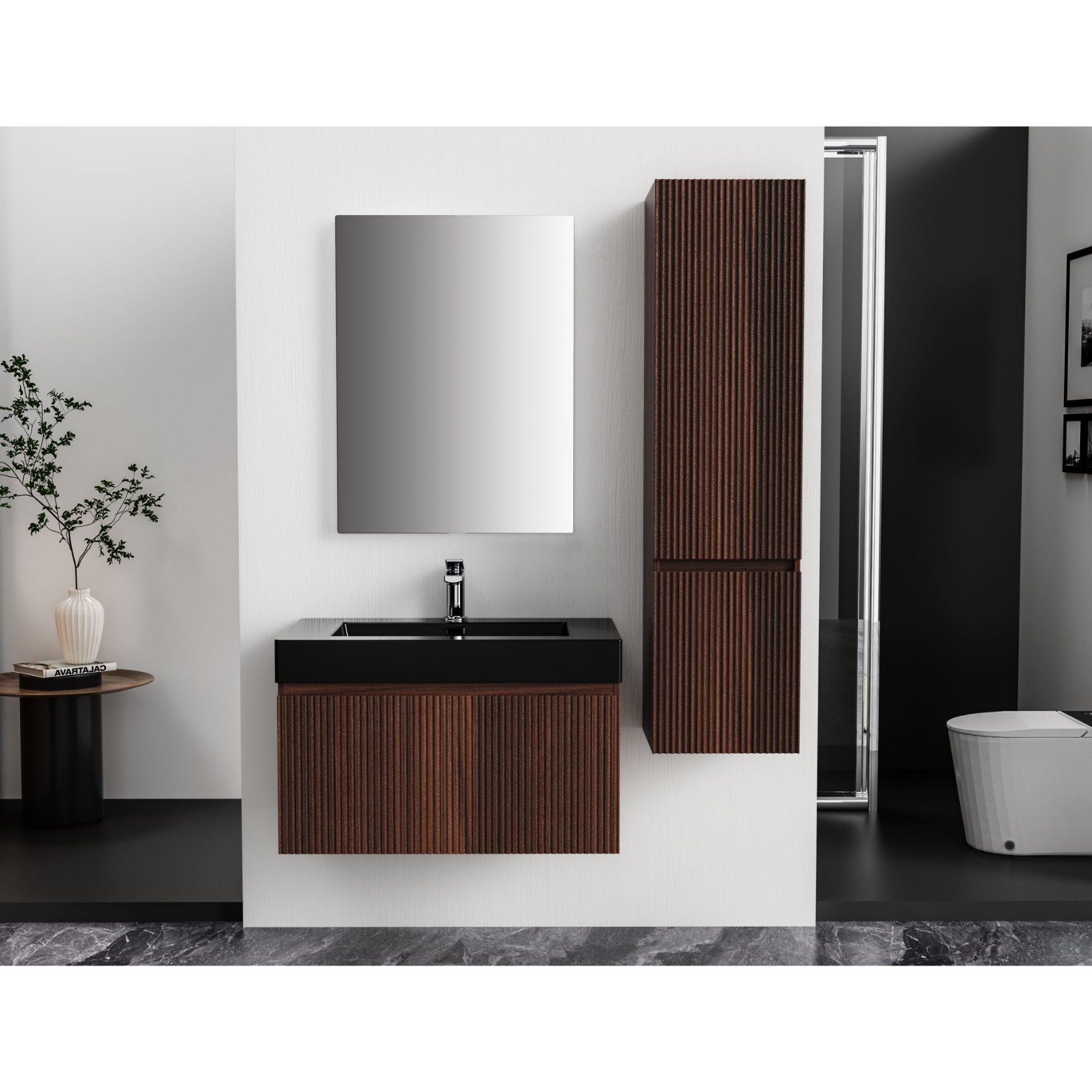 ALONI ELA hoge badkamerkast – Greeploos & softclose – Omkeerbaar