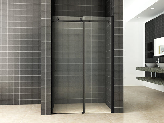 Nisschuifdeur Wiesbaden 2-delig 140x200 cm 8 mm Nano Coating Mat Zwart
