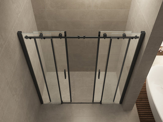 Wiesbaden Doucheschuifdeur 4-delig 180x200 cm 8 mm Nano Coating Glas | Mat Zwart | Nis Deur