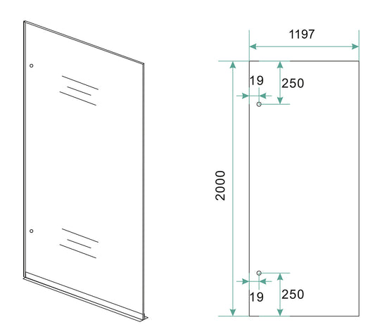 Less inloopdouche links 1200 x 2000 x 8 mm nano spiegelrook- naar helder glas/geborsteld brons koper