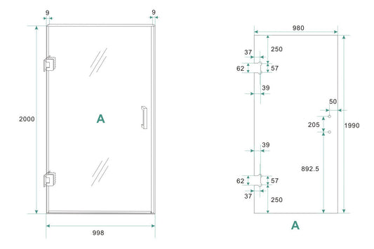 Minder 100x200 cm Nisdeur Wiesbaden 8 mm Nano Helder Glas Mat Wit