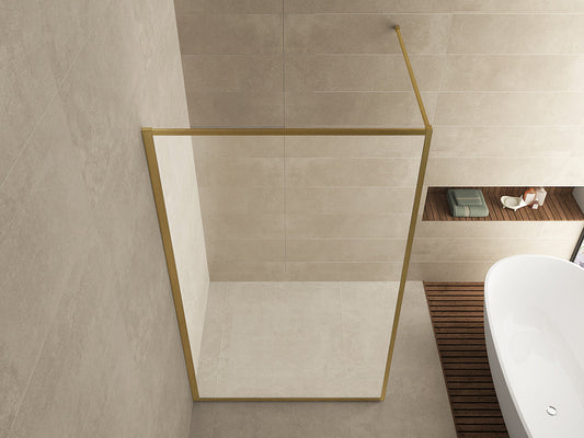 Vierkant Helder Glazen Inloopdouche Wiesbaden 100x200 cm 8 mm Nano Coating Geborsteld Messing