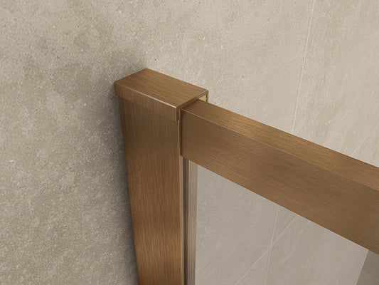 Inloopdouche Wiesbaden Vierkant 90x200 cm 8 mm Nano Coating Helder Glas Geborsteld Brons Koper