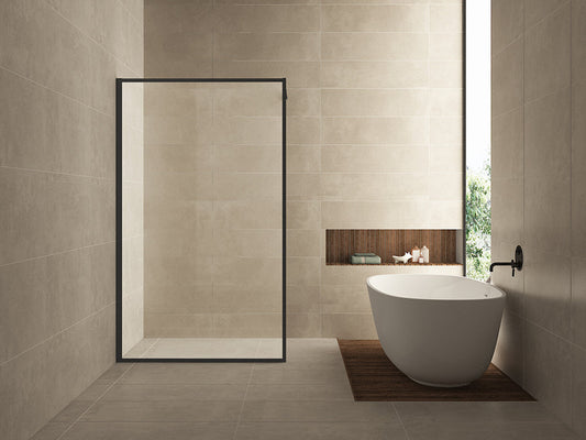 Square inloopdouche 1200 x 2000 x 8 mm nano helder glas/mat zwart