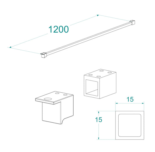 Vierkante Stabilisatorstang Wiesbaden 120 Cm Compleet in Mat Zwart
