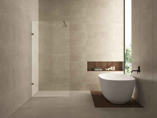 Slanke Inloopdouche Wiesbaden Less 50x200 cm 8 mm Nano Helder Glas Geborsteld Brons Koper