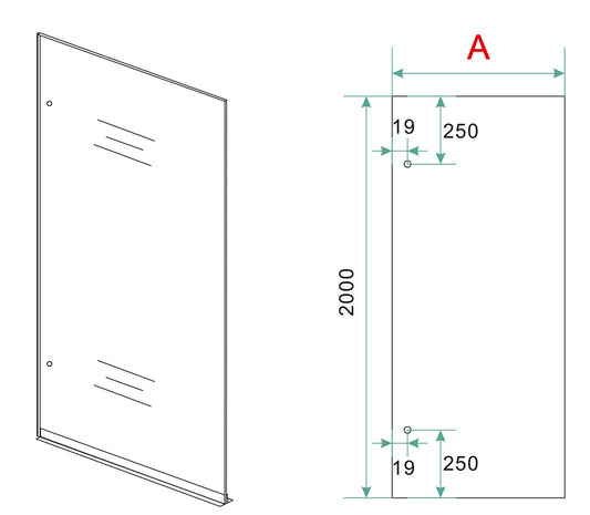 Less Inloopdouche Wiesbaden 100X200 Cm met 8 mm Nano helder glas in geborsteld messing