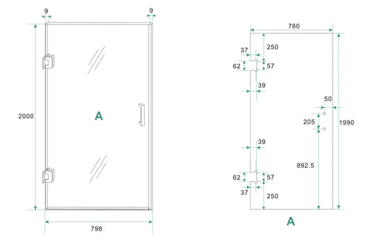 Nisdeur Wiesbaden Less 80x200 cm 8 mm Nano Helder Glas Mat Zwart