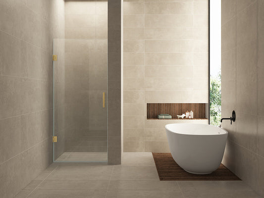 Minder Nisdeur Wiesbaden 80X200 Cm met 8 mm Nano helder glas in geborsteld messing