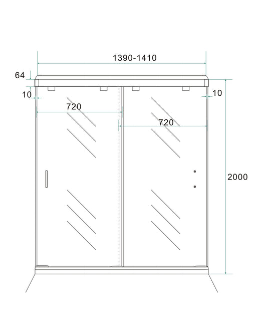 Dubbele Nisschuifdeur Wiesbaden 2-delig 140X200 Cm, 8 mm Nano-coating