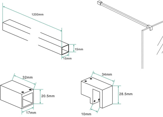 Slanke stabilisatiestang Wiesbaden 120 cm in geborsteld bronskoper