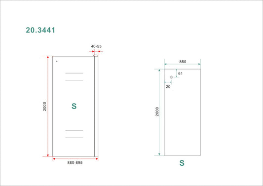 Schuifnisdeur Zijwand Wiesbaden 90x200 cm 8 mm Nano Glas