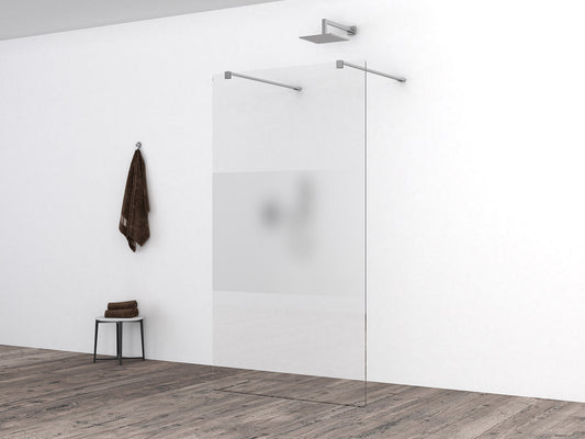 Slim glasplaat 900 x 2000 x 8 mm nano helder glas met melkglas middenband