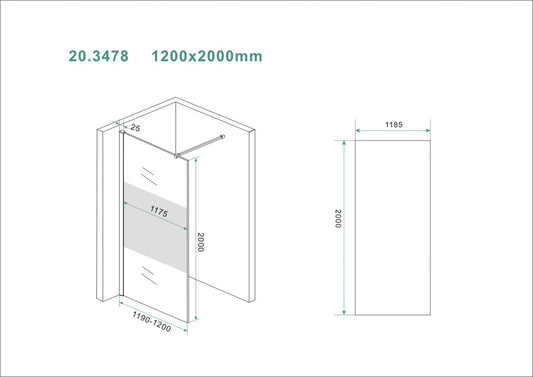 Slanke Middenband Glazen Inloopdouche Wiesbaden 120x200 cm 8 mm Nano Coating