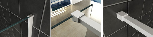 Slanke 120 cm mat witte profielset met stabilisatiestang Wiesbaden