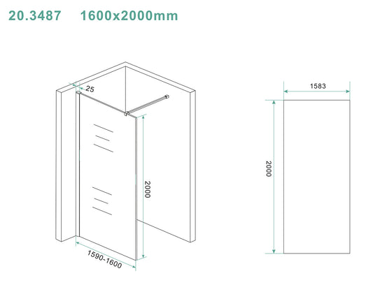 Slanke glasplaat 1600x2000 mm Nano helder glas, Wiesbaden