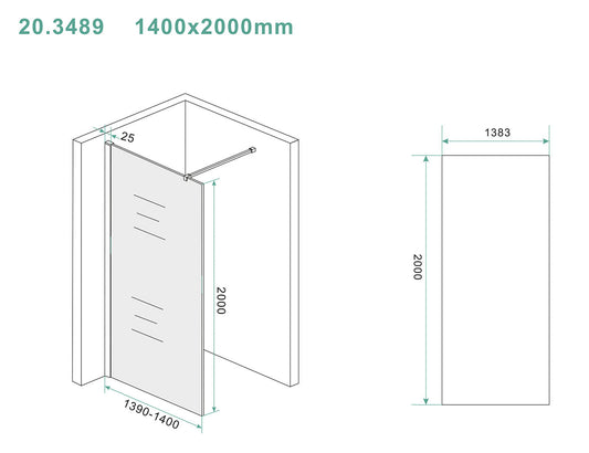 Slanke glasplaat 1400x2000 mm Nano gerookt glas, Wiesbaden