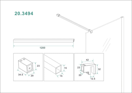 Slanke Stabilisatiestang 120 cm Messing Goud Wiesbaden