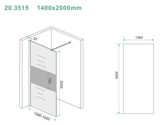 Wiesbaden Slanke Glasplaat 1400x2000 mm Nano Mat Rookglas