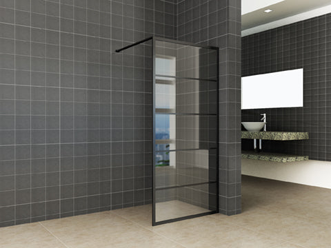 Horizon Inloopdouche 110x200 cm Inclusief Mat Zwart Rooster en Nano Glas, Wiesbaden