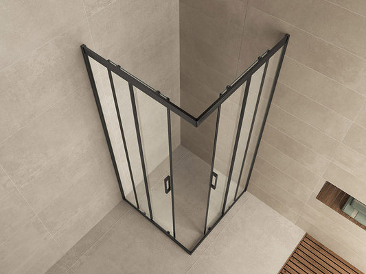 Skyline Douchecabine Wiesbaden Hoekinstap 90X90X200Cm met 8Mm Helder Glas Nano Coating in Mat Zwart