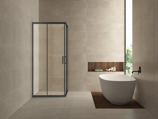 Skyline douchecabine Wiesbaden met hoekingang, 100x100x200cm, 8 mm helder glas, nano-coating, mat zwart