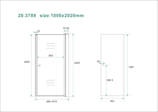 Wiesbaden Nisdeur met Rookglas Profiel 100x202 cm 8mm Nano Coating