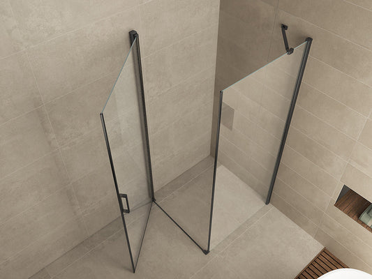 Uni Douchecabine Wiesbaden met draaideur Vierkant 100X100X200 Cm in 8 mm nano-coating, mat zwart