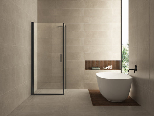 Uni Douchecabine Wiesbaden met draaideur Vierkant 100X100X200 Cm in 8 mm nano-coating, mat zwart