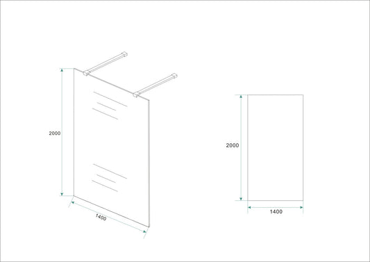 Vrijstaande Douchewand Wiesbaden 140x200 cm 8 mm Nano Coating