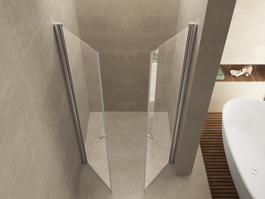 Wiesbaden 120x200 cm douchedeur met 2 draaideuren, 6 mm nano-gecoat glas, chroom, nisdeur