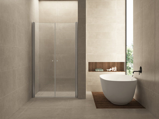 Douchedeur Wiesbaden met 2 draaideuren 90x200cm, 6mm nano-gecoat glas in chroom | Nis Deur
