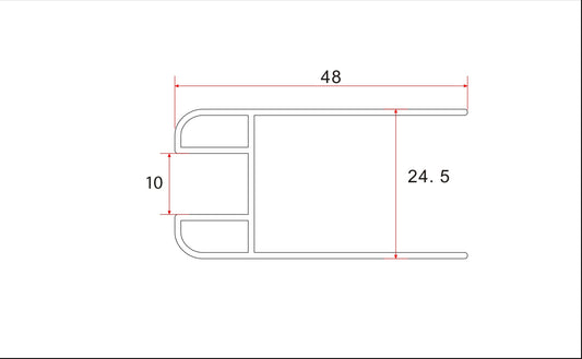 profil en verre chromé pour profil mural épaisseur verre 1cm longueur 200 cm