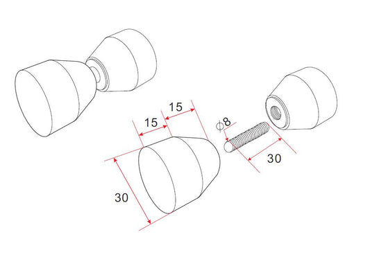 Bouton de porte type 1 chrome