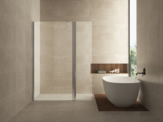 Paroi latérale confort pivotante 300 x 2000 x 10 mm verre nano clair/chrome