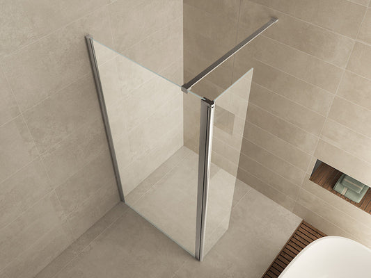 Paroi latérale confort pivotante 400 x 2000 x 10 mm verre nano clair/chrome