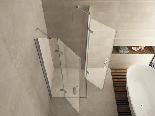 Douchecabine met hoekinstap Wiesbaden 90X90Cm met 2 deuren en 8 mm nanocoating