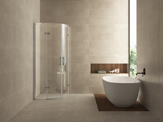 Double cabine quart de cercle avec 2 portes battantes 900 x 900 x 2000 x 8 mm verre nano clair/chrome