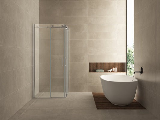 Douchecabine met hoekinstap Wiesbaden met 2 schuifdeuren 90X90X200 cm en 8 mm nanoglas