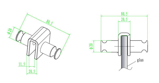 Doppelter Handtuchhaken für Duschwand Chrom
