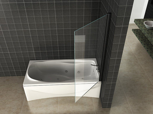 Orbit badwand draaibaar 800 x 1500 x 6 mm nano helder glas/mat zwart