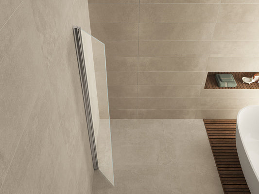 Paroi latérale de confort pivotante avec profil mural 300 x 2000 x 10 mm verre nano clair/chrome