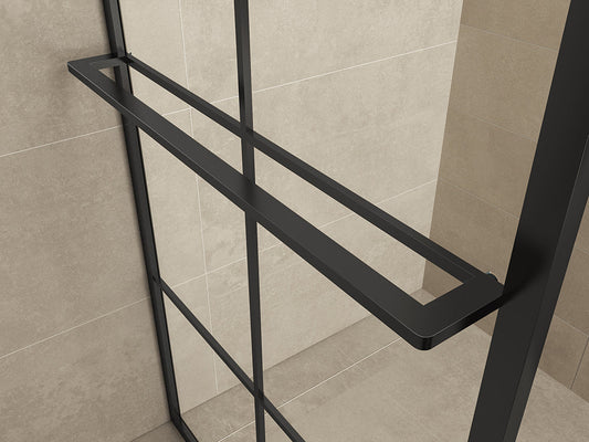 Inloopdouche Zwart met Handdoekstang 100x200 cm 10mm Nano Coating, Wiesbaden